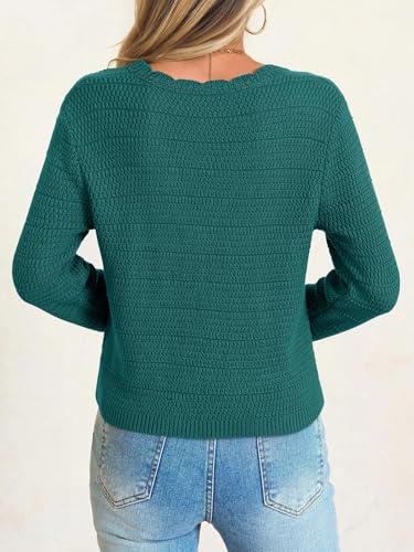 Image of Saodimallsu Womens V Neck Cardigan Sweaters Button Up Cropped Boho Knit Long Sleeve Loose Trendy Sweater Tops