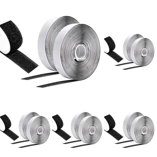Vinabo Scratch Autocollant Double Face 8 M X 20 MM, Hook Loop Rubans Ruban AdhéSif Puissant à Crochets Et Boucles pour La Couture (Noir) (Lot de 5)