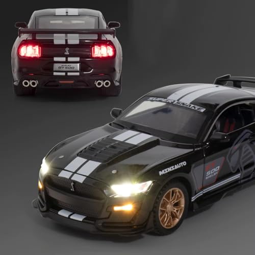 Image of Alokik Enterprise 1:32 Mustang Shelby Gt500 Diecast Metal Pull Back Car with 4 Openable Doors with Sound and Light Toy Decoration car Best Gift Toys for Kids 【Colors as Per Stock】