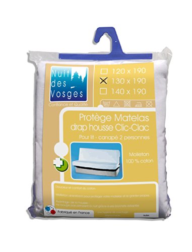 Aubin Nuit des Vosges 2088212 Protège Matelas Absorbant Molleton/Coton Blanc 130 x 190 cm