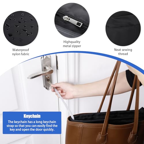 Cozary Handtaschen Organizer Nylon - Taschenorganizer für Tote Bags - 13 Taschen, Wasserabweisend, Perfekt für Handtaschen, Organizer für Handtasche, Tragetasche & Reise (Schwarz M)