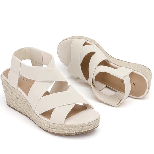 Image of Luoika Women's Wide Width Platform Wedge Sandals