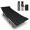 YELLOW JACKET Folding Camping Cot for Adults,600LBS Max Load,28" Wide Sleeping Cot with Removable Thick Mattress Portable Foldable Camping Bed with Carry Bag for Camp,Home,Office,Travel,Black
