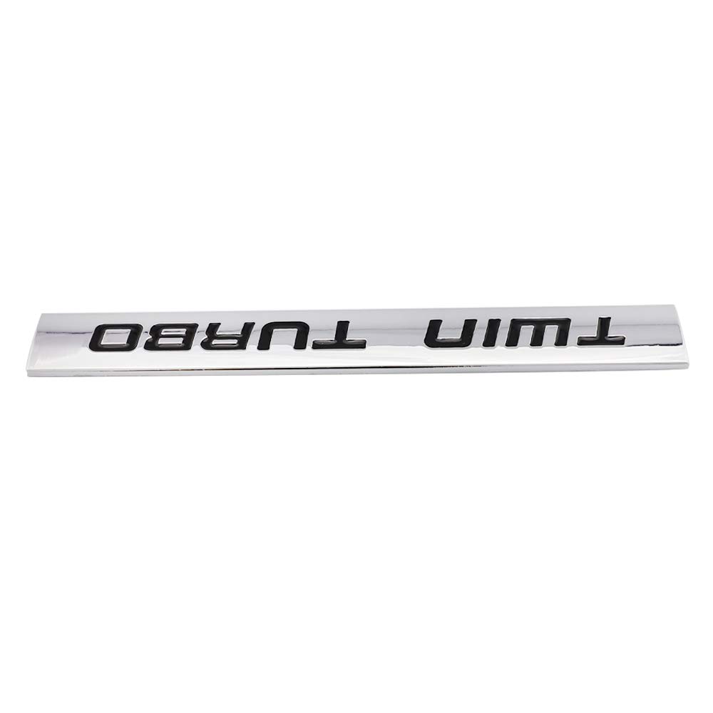 2 X Universal Silver Twin Turbo Aluminum Adhesive Sticker Decal Emblem