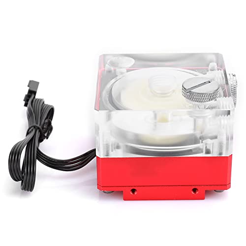 Bomba de refrigeración por agua PWM de aluminio y acrílico rojo de 12V con elevación de 4m