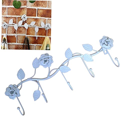 Estante de pared con ganchos de rosas y perchero funcional 3