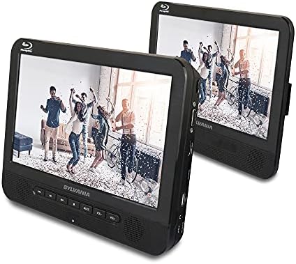 Sylvania 10.1" Dual Screen Portable Blu-ray(r) DVD Media Player SDVD1087, Black (Renewed)