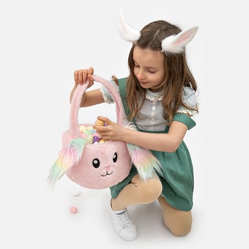 Image of Easter Basket Bags,Easter Eggs-Gift Baskets for Kids,Bunny Tote Bag Bucket for Easter Eggs,Toys, Candy,Gifts