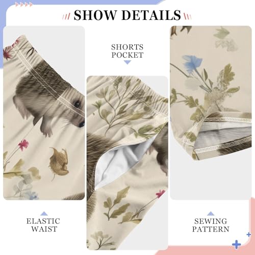 ZZXXB Hedgehog with Leaves Pirnt Boys Long Pants Soft Trousers Elastic Waist Kids Lounge Bottoms with Pockets S-XL4