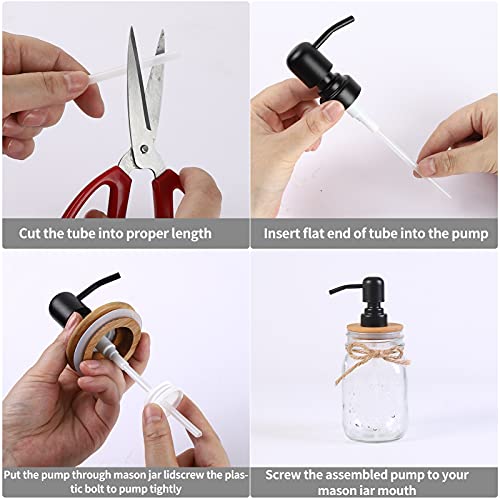 Bathroom Accessories Set 4 Pcs,Soap Dispenser,Toothbrush Holder, 2 Qtip Apothecary Jars with Bamboo Lid for Rustic Farmhouse Bathroom Decor, Makeup Organizer, Boho Countertop Storage (Glasss/Bomboo - Image 8