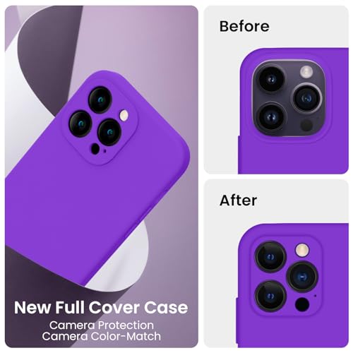 Image of FireNova Designed for iPhone 14 Pro Case, Silicone Upgraded [Camera Protection] Phone Case, Soft Anti-Scratch Microfiber Lining Inside, 6.1 inch, Neon Purple