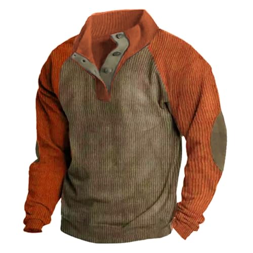 Corduroy Pullover Quater Button Hoodies Casual Long Sleeve Sweatshirts Fashion Gym Workout Oversized Loose Fit Tops