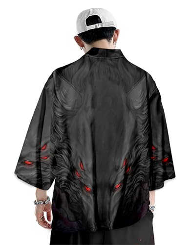Image of Women's and Men Japanese Kimono Cardigan Jackets Long Sleeves Lightweight Open Front Coat