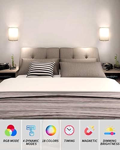 Dexnump Battery Operated Wall Sconces Set Of Two, 16 Rgb Colors Rechargeable Wall Lights With Remote Control, Wireless Sconces Wall Lighting Wall Lamp For Bedroom Living Room Hallway (Usb Charged) #TOP3