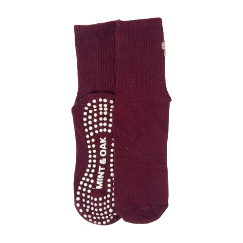 Image of Mint & Oak Pilates Socks with Grips for Women, Ankle Length Non-Slip Yoga Socks, Cotton Ideal For Yoga, Pilates, Gym, Workout, Cute Women's Gift