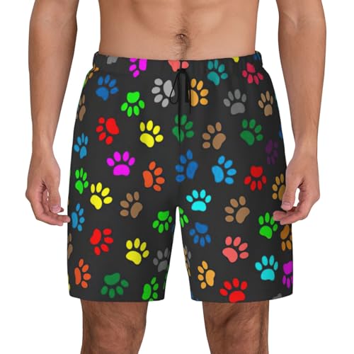 Short de bain imprimé pattes de chien au design noir coloré et léger