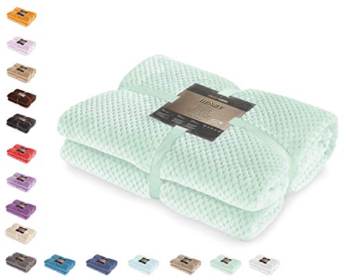 DecoKing Kuscheldecke 70x150 cm Pfefferminze Decke Microfaser Wohndecke Tagesdecke Fleece weich sanft kuschelig skandinavischer Stil Minze Henry