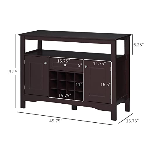 Homcom Coffee Bar Cabinet, Modern Sideboard Buffet Cabinet, Wine Cabinet With Drawer And 12-Bottle Wine Rack For Living Room, Espresso #TOP2