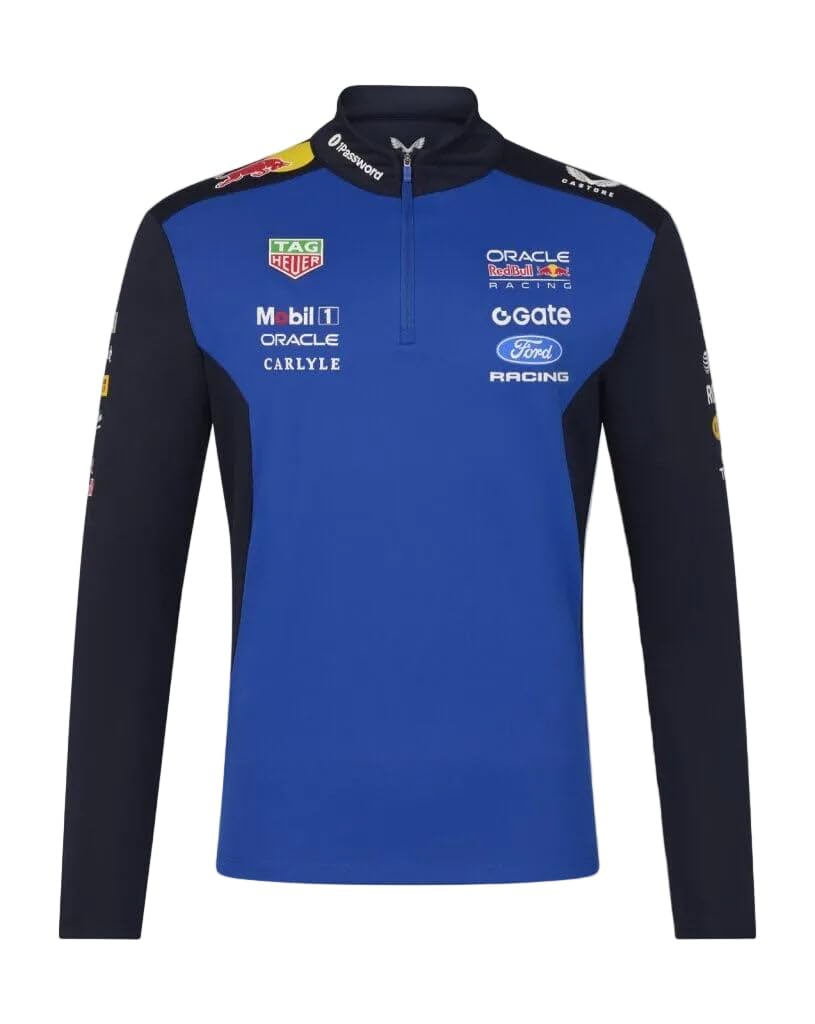 Castore Unisex Night Sky / Surf The Web Red Bull Racing F1 Team, Official 2026 Merchandise, Teamwear Quarter 1/4 Zip Midlayer Jumper, Navy Blue And Racing Blue (Uk, Alpha, L, Regular, Regular)