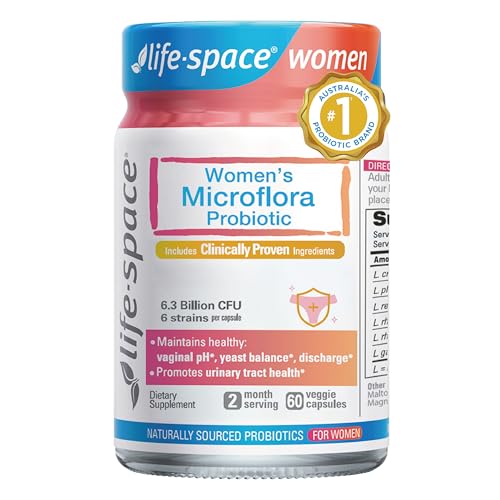 Life-Space Probiotic for Women - Supports Vaginal Health Microflora and pH for BV and Yeast and Urinary Health - 6.3 Billion CFU - 60 Capsules