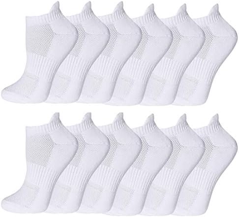 6 Pairs Ankle Athletic Running Socks Low Cut Sports Breathable Tab Socks for Men and Women (White, M)