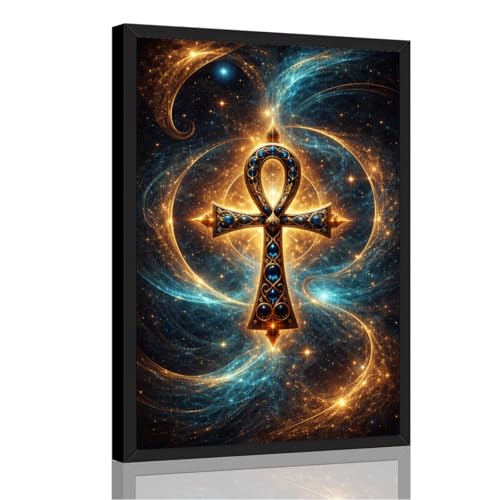 Framed Egyptian Ankh Symbol Poster Canvas Print Art Vintage Contemporary Wall Art Pictures Wall Decor Stunning Home Decor Living Room Office (Black Frame,8" Lx12 W)