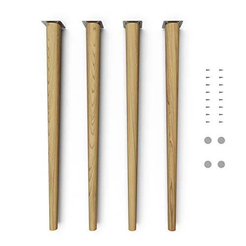 Sossai Tischbeine aus Massivholz Eiche mit Öl-Finish, Clif Round HMF1, 71 cm hoch, rund, gerade Ausführung, für Stühle, Tische