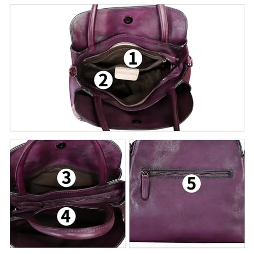 Image of Genuine Leather Handbag for Women Hand Painted Leather Top Handle Satchel Handmade Crossbody Purse