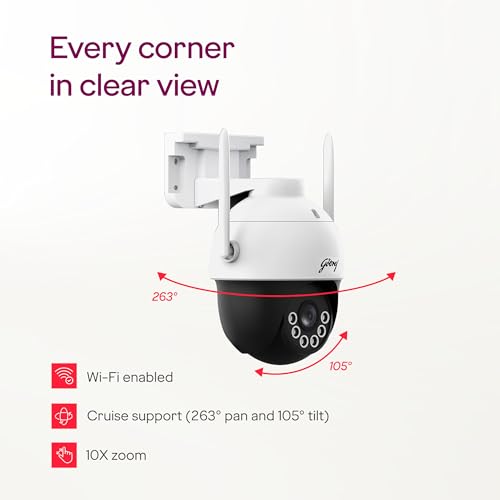 Image of Godrej 3MP Smart Wifi Mini PT CCTV Camera | EVE Pro Wifi Mini PT | Night Vision | 360 View | AI Human Tracking | Motion Detection | Outdoor Camera | 2-Way Talk | 256GB SD Card Support | Alexa Support