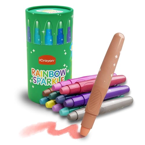 12 Colors Rainbow Sparkle Metallic Watercolor Gel Crayons Glitter Twistable Crayons for Toddlers Non-Toxic Hands Cleand Washable Coloring Gifts for Boys and Girls