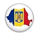 Produktbild Gifts & Gadgets Co. Anstecknadel rumänische Flagge auf Karte von Rumänien, 44 mm, klein, bedruckt, rund, Anstecknadel
