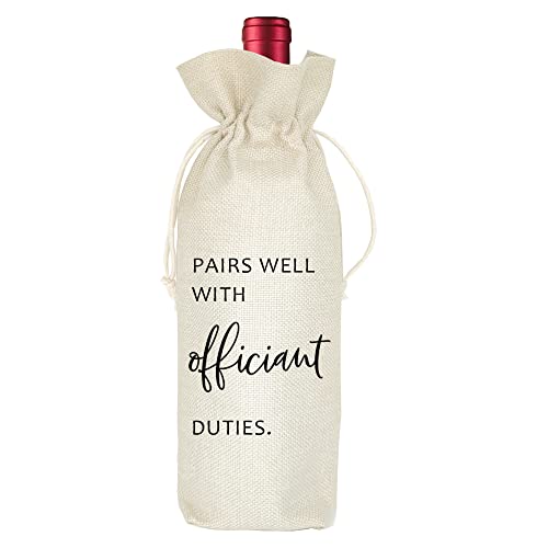 Bolsa de vino para boda: el regalo ideal de arpillera con cordón para el oficiante