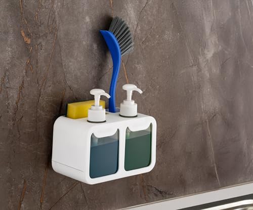 Image of MARKWELL Plastic Wall Mounted Soap Shampoo Conditioner Hand Wash Gel Dispenser Liquid Soap Sanitizer Dispenser for Bathroom Basin Kitchen Sink 350 Ml Pack of 1