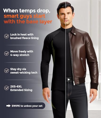 Image of CL convallaria Thermal Underwear Long Johns Set Mens Winter Gift Hunting Gear Sport Base Layer Bottom Top