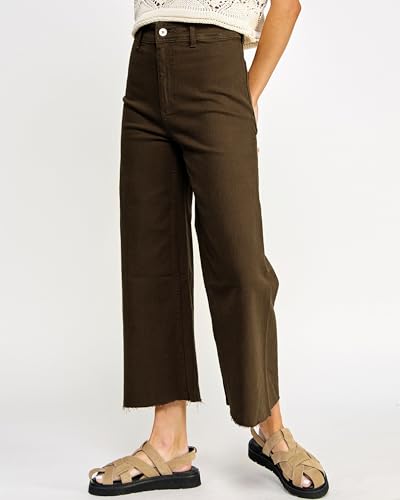 Women's High Waisted Wide Leg Jeans 9 Points Length Baggy Casual Stretch Denim Pants2