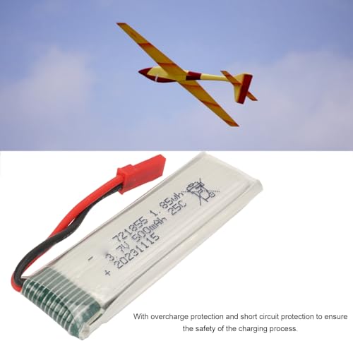 Alomejor 3,7 V Flugzeug-Lithiumbatterie, 500 MAh, Leichtes Design, Überladung mit Rotem JST-Stecker für U818A H37