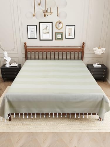 Image of 210 TC Cotton Bedsheet | Handmade Double Bedsheet | Handloom Bedsheets | Without Pillow Cover | Double Bedsheet for Summer (90X100 Inches, 7.5 x 8.3 Feet (Sandrift)