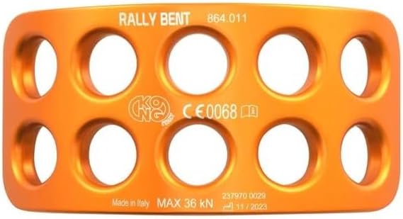 Kong Italy Rally Bent Rigging Plate, Curved 10-Hole Aluminum Alloy Anchor Plate, 36kN Load Capacity, EN 354, EN 795, CEN TS 16415 Certified