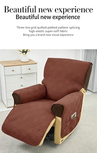 Housse de fauteuil inclinable 1 place polyester bleu matelassé
