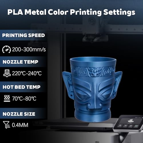 Image of Metal Bluing PLA 1.75mm 1kg Shiny Smooth Metallic 3D Filament Spool FDM AMS | Metallic finish Shiny Smooth surface High intensity Beginner friendly No tangle 1kg spools 2.2lbs for Printer Bambu Ender