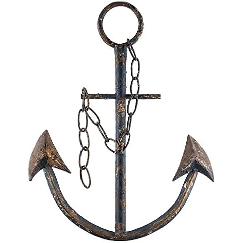 Everydecor Metal Anchor for Wall Decor - Antique Nautical Decoration for Living Room, Restroom, Bathroom, Bedroom, Kitchen - Boat, Ship Anchor with Chain for Home Interior Cover