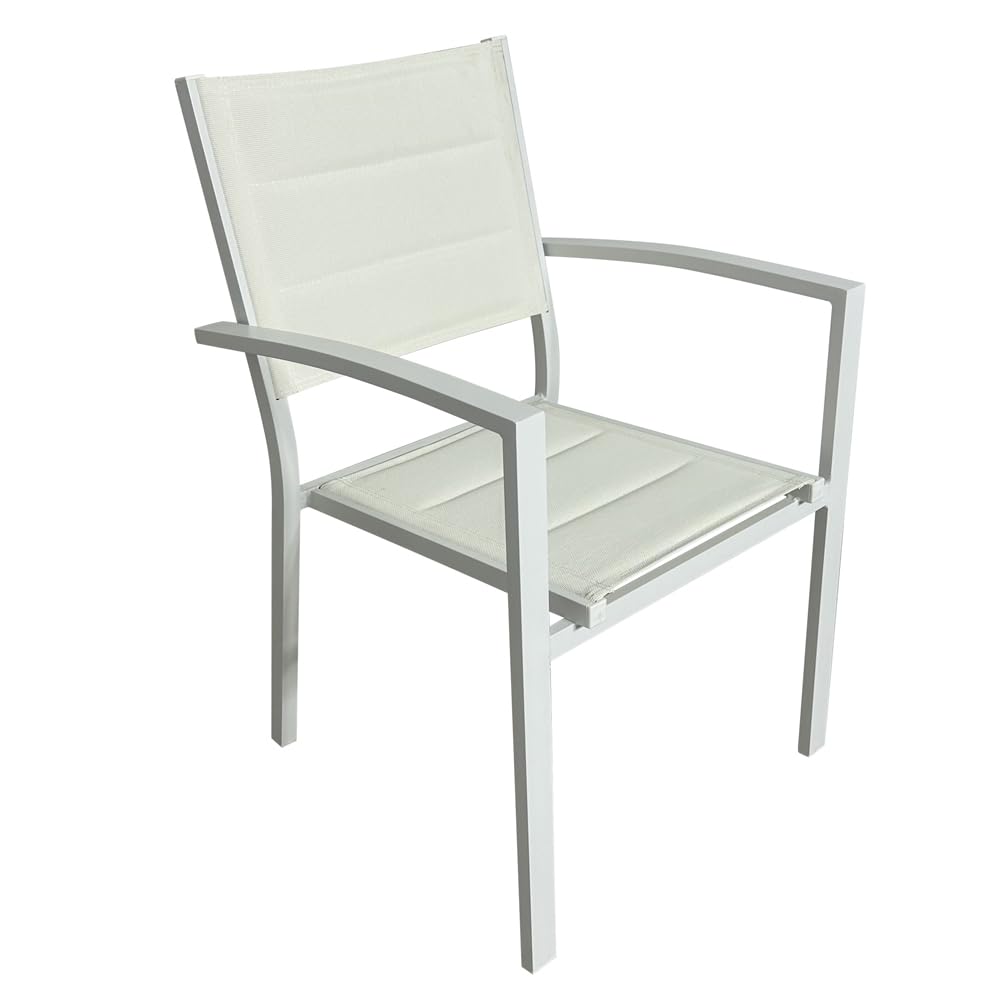 MOMMA HOME Set Mesa Extensible y 4 sillas terraza, Conjunto Muebles Jardín Exterior 5 Piezas, Estructura de Aluminio, Mesa y Sillas Terraza Impermeables, Resistentes a Exterior (Blanco)