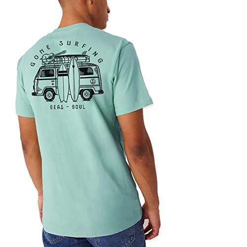 VIENTO Van Surfer Camiseta para Hombre (as4, Alpha, l, Regular, Regular, Verde Menta, L)