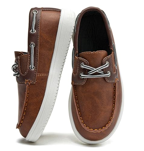 DADAWEN Boys Girls Dress Shoes Boat Shoe Slip on Loafers Casual School Shoes (Toddler/Little Kid/Big Kid)