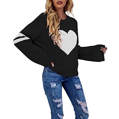 Pull imprimé cœur décontracté pour un style cocooning au quotidien