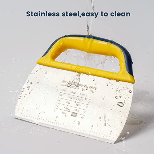 Nax Caki Multi-Purpose Stainless Steel Bench Scraper & Chopper With Grip,Great As Pastry Scraper, French Fry,Pizza And Dough Kitchen Cutter,Yellow #TOP4