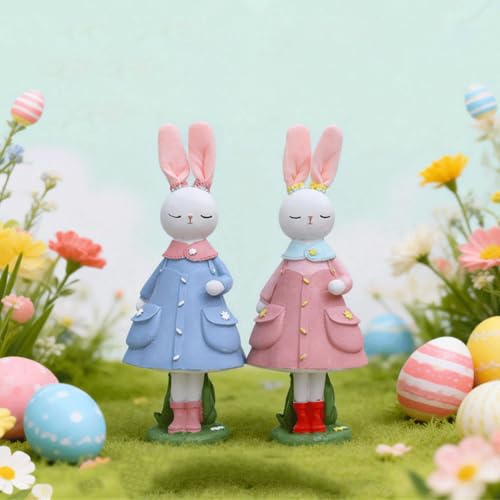 Statue de lapins de Pâques détaillée en résine de qualité - 7