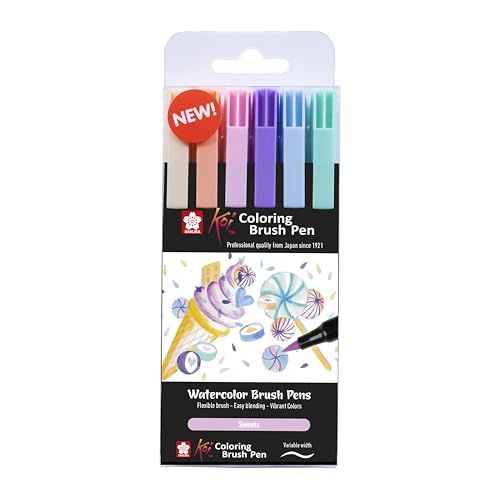 Sakura Koi-Colour Brush Set-Sweets, wm Set of 6, Pastel
