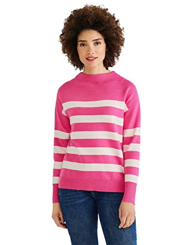 STREET ONE Damen A302269 Strickpullover Gestreift, Berry Rose Melange, 38