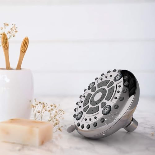 Image of Gurin ABS Multi-function Overhead Rain Shower Head for Bathroom High Pressure Showerhead with Adjustable Angles, Anti-Clogging Silicone Nozzles